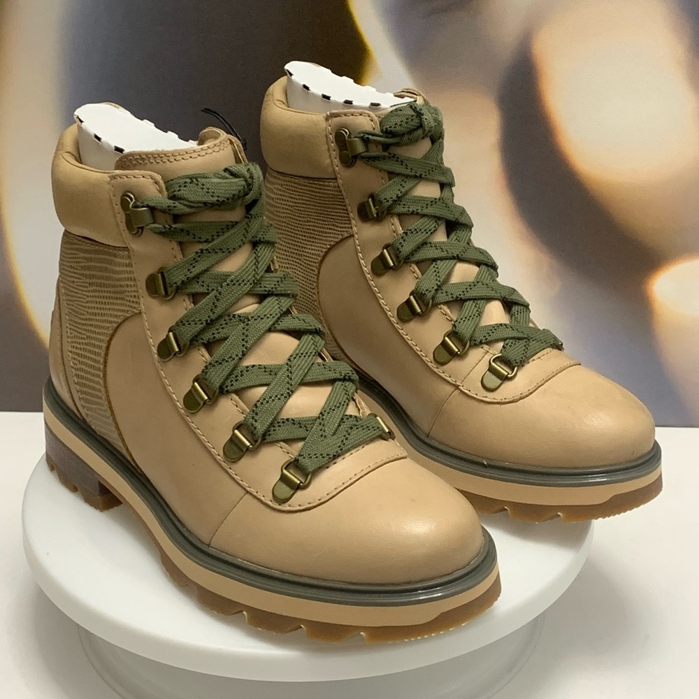 New!! Sorel Women’s  Lennox Hiker STKD Boot / Canoe, Stone Green Size 7